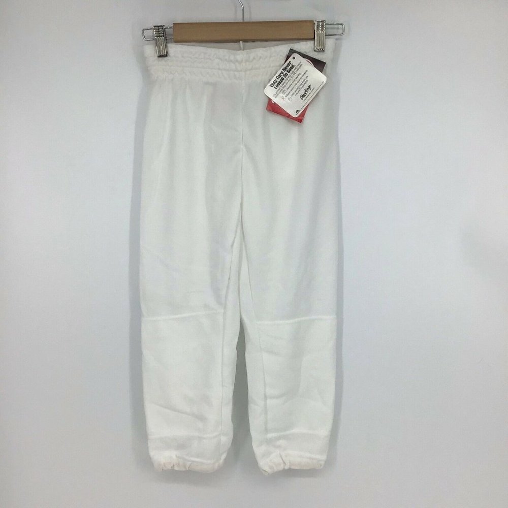 Rawlings Youth Size Youth XL Baseball Pants White Polyester Visa Sport Fabric